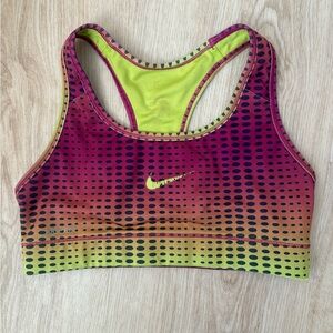 Nike Women's Ombre Sports Bra - Pink and Lime size Small
